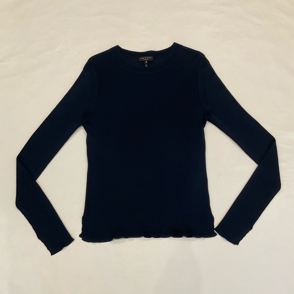 Rag & Bone Crew Neck Ribbed Sweater in Navy Size Medium - Picture 8 of 15